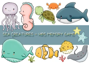 Kids Memory Sea Creatures - Play Free Puzzle Browser Game Online Instantly