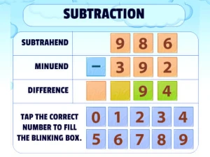 Subtraction Practice - Play Free Online HTML5 Browser Game on TapToRun